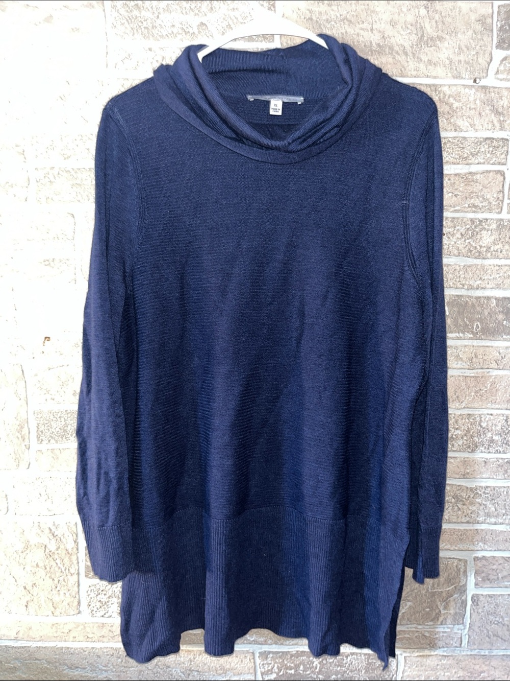 Adrienne Vittadini Navy Cowl Neck Sweater Tunic